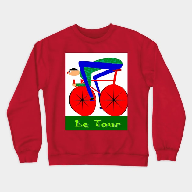 Le Tour : Abstract Psychedelic Bicycle Racing Advertising Print Crewneck Sweatshirt by posterbobs